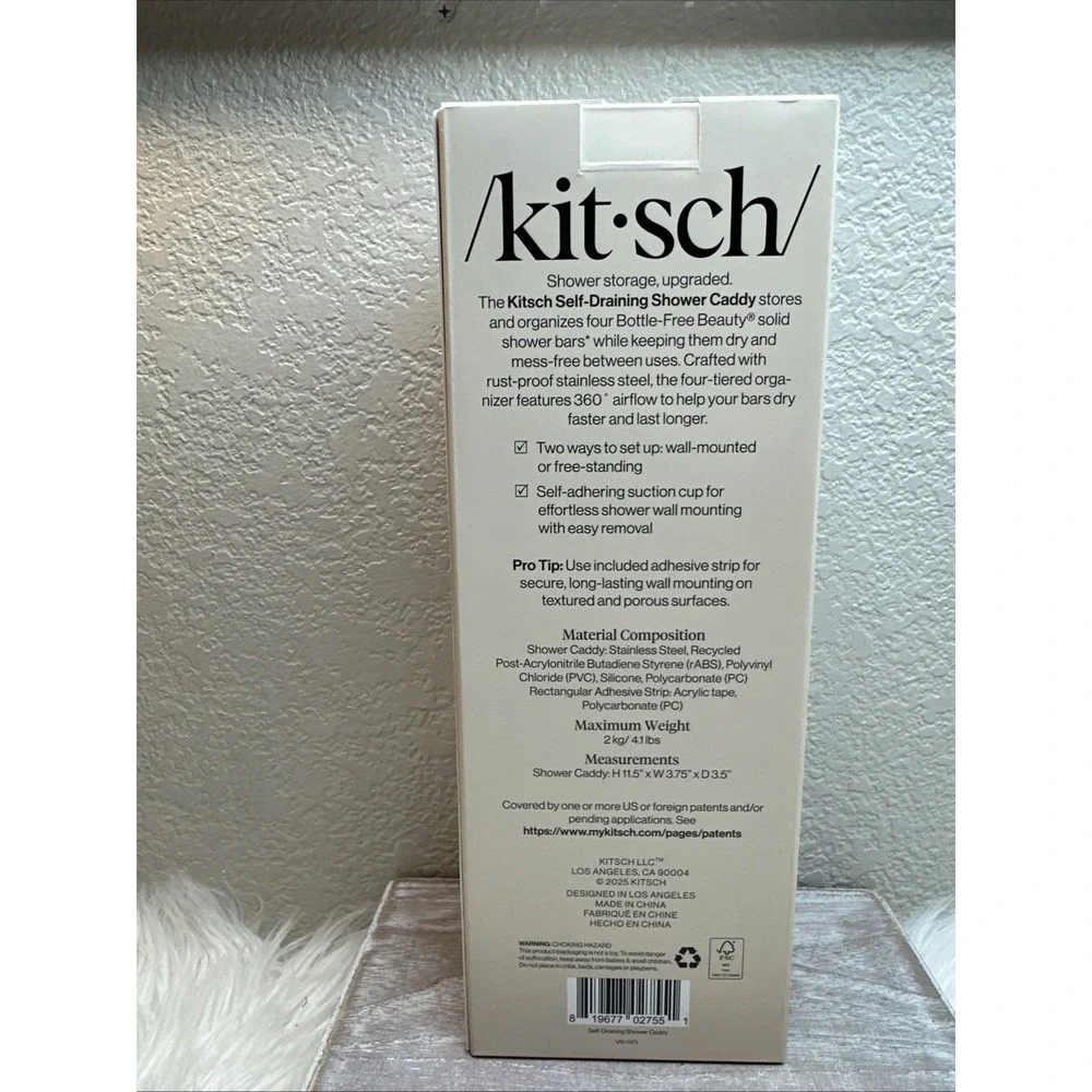 $23‎ 🌙 Kitsch Self Draining Shower Caddy w/ Suction Cup Rust Proof NEW